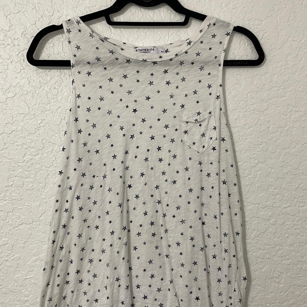Stateside white tank with blue stars ⭐️ 💙